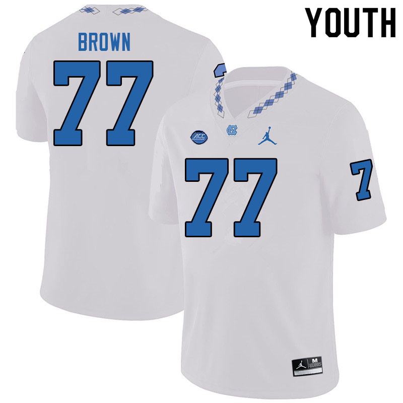 Jordan Brand Youth #77 Noland Brown North Carolina Tar Heels College Football Jerseys Sale-White
